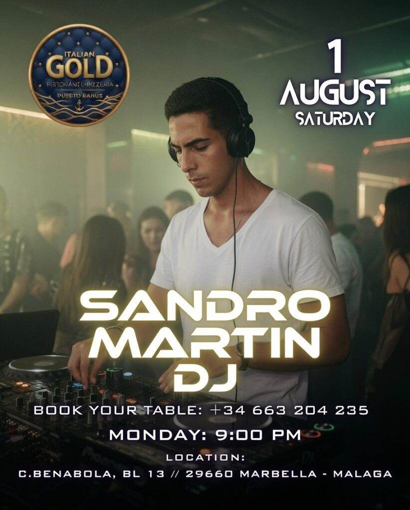 1 de agosto — Sesión en vivo de Sandro Martin DJ