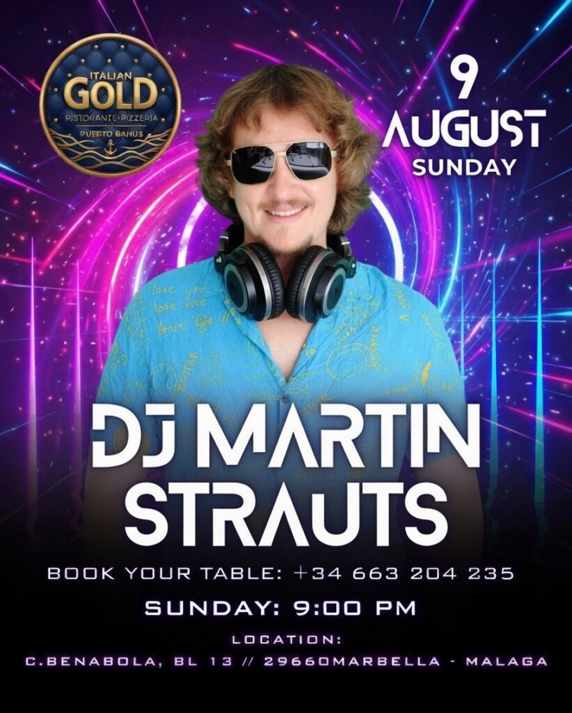 9 de agosto — Sesión en vivo de DJ Martin Strauts
