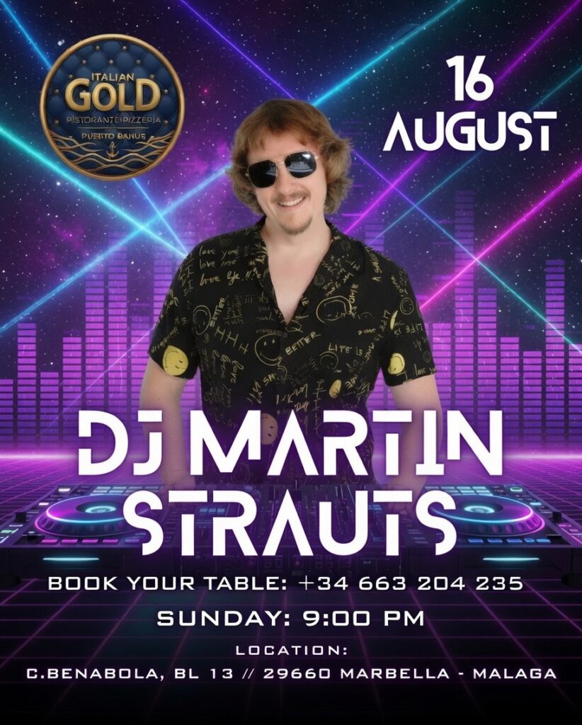 16 de agosto — Sesión en vivo de DJ Martin Strauts